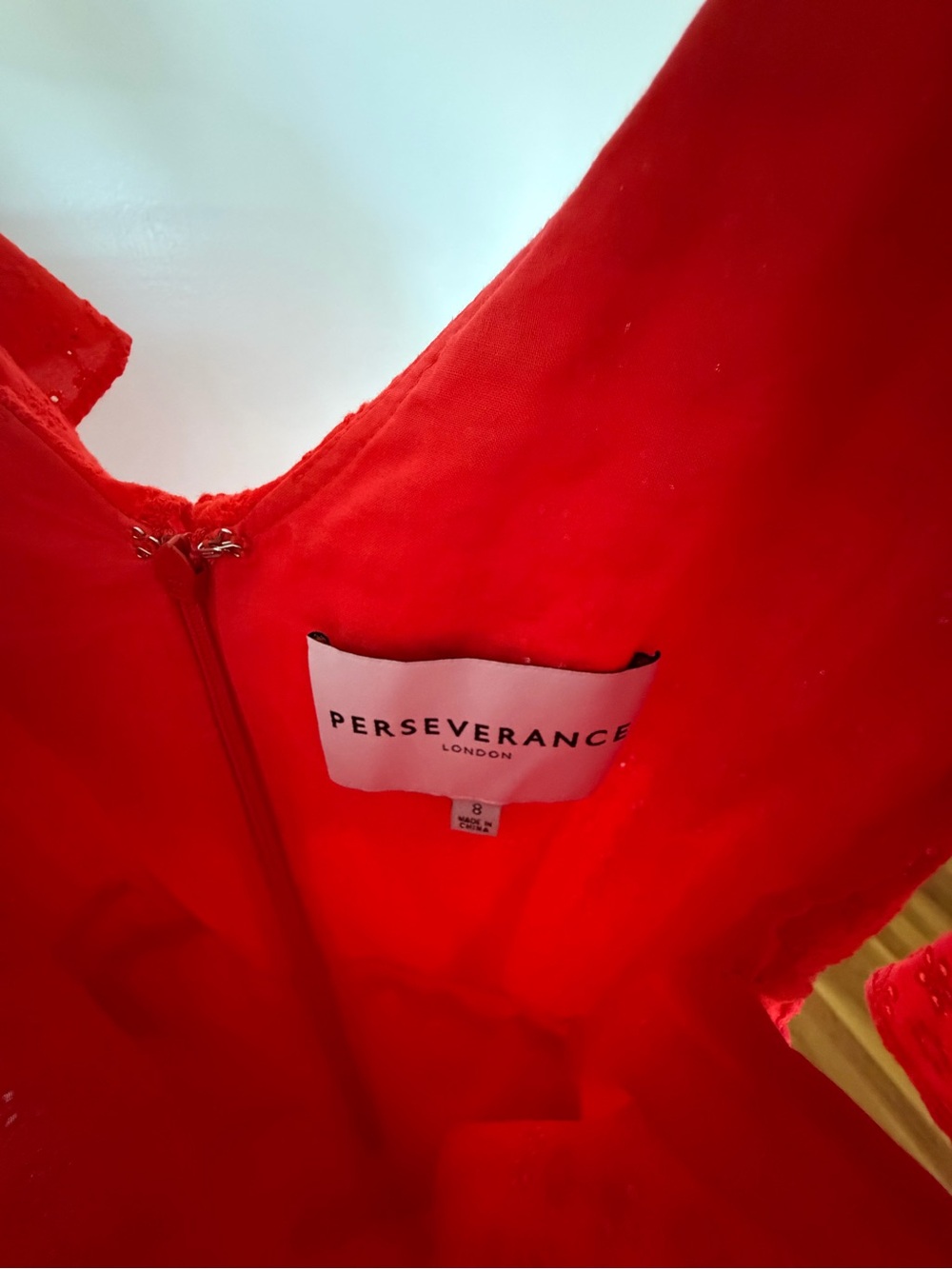 Red Ruffle V-Neck Women’s Dress - Picture 5 of 5